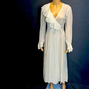 Anna Sui Gorgeous Cream Colored See-through Long Sleeve Dress with Ruffles!